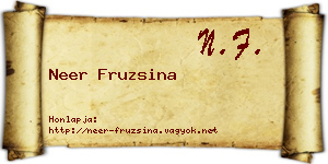 Neer Fruzsina névjegykártya